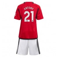 Echipament fotbal Manchester United Antony #21 Tricou Acasa 2023-24 pentru copii maneca scurta (+ Pantaloni scurti)